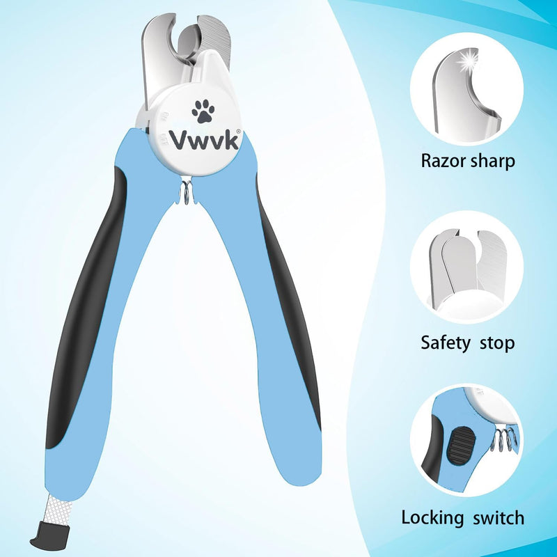 Dog & Cat Nail Clippers & Trimmers - LED Light Illuminates Nails/Bloodline, Quick Sensor & Safety Guard to Avoid Over Cutting, Extra Sharp Blade for Thick Nails, with Free Nail File(Blue) Blue - PawsPlanet Australia