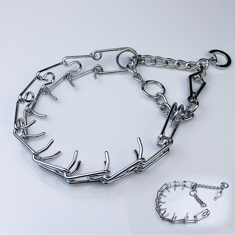 Chrome Plated Prong Dog Collar,no Pull Dog Prong Collar with Spikes,Choke Collar for Dogs Pinch Training Collar (2.5 * 17in) 2.5*17in - PawsPlanet Australia