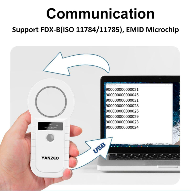 Yanzeo Pet Microchip Reader 134.2KHz Pet ID Reader Cat Dog Microchip Scanner FDX-B(ISO 11784/11785) Ar180c