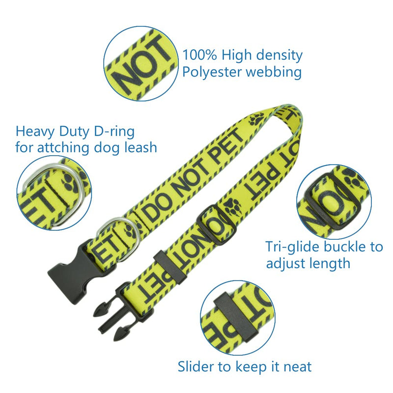 Dog Collar for DO NOT PET, Sturdy Durable with Buckle, Yellow Dog Collars for Small Medium Large Dogs, Premium Adjustable Polyester Pet Collar DO NOT PET Yellow - PawsPlanet Australia