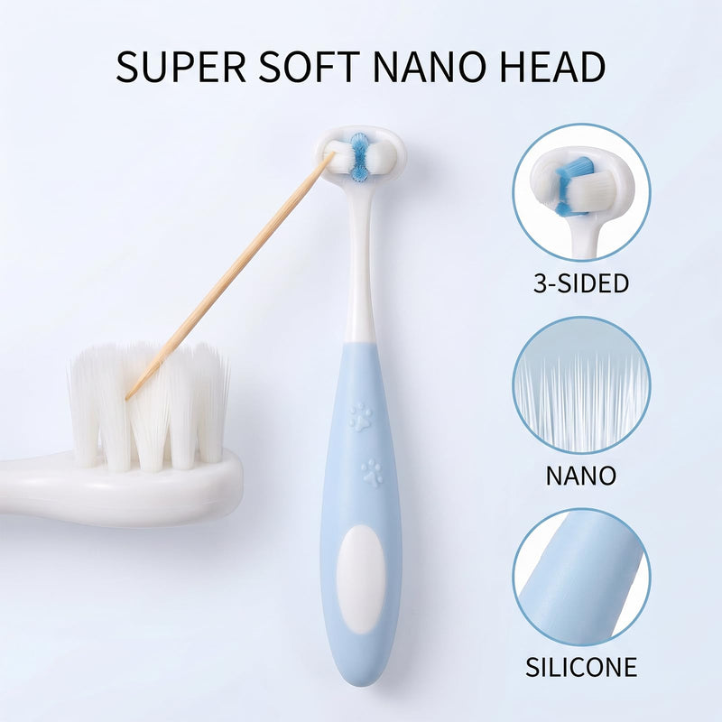 3 PCS Ultra Soft Nano Dog Toothbrush Kit for Small Breed Silicone 360 Pet Tooth Brushes Puppy Tooth Brushing Kit for Puppy Cat Gentle Deep Dental Teeth Cleaning Set
