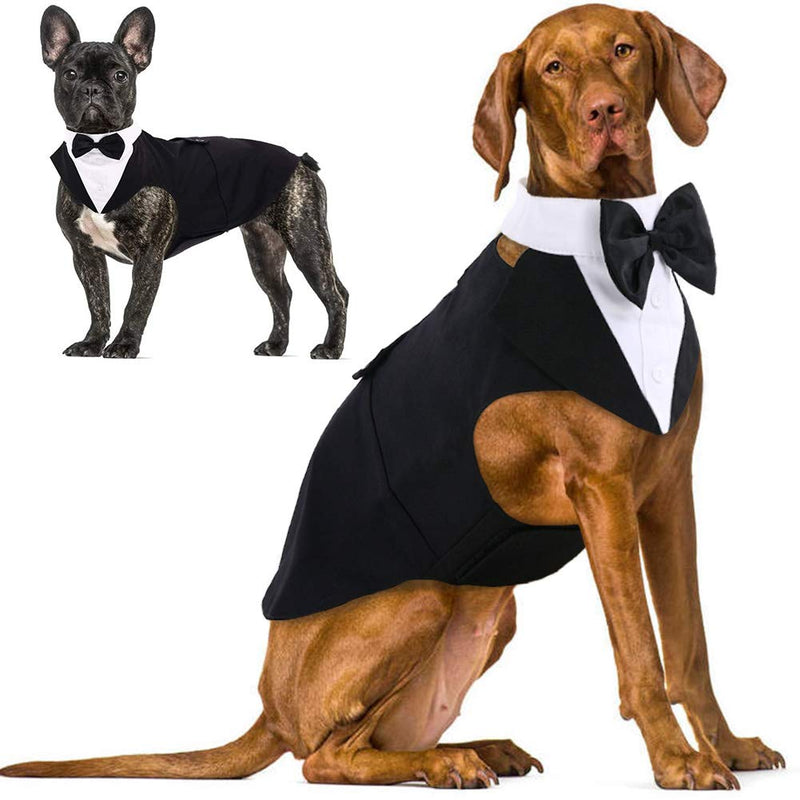 IDOMIK Dog Tuxedo Suit for Small Medium Large Dogs, Formal Dog Tuxedo Vest Suit with Detachable Bow Ties Collar & Bandana Scarf Set, Dog Wedding Attire Shirt for Birthday Party Costume Black XX-Large (Pack of 1)