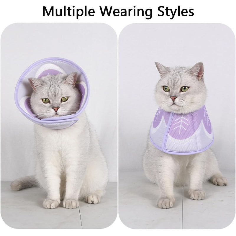 MEISO Elizabethan Cat Collar, Adjustable Soft Cat Recovery Collar, Soft Cone for Neck Elizabethan Cones After Surgery and Injuries (Purple, L) purple