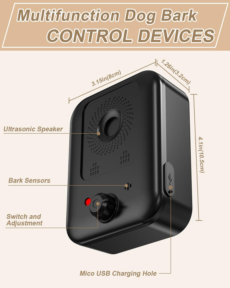 Anti Barking Devices, Auto Dog Barking Control Devices with 3 Modes, Rechargeable Ultrasonic Dog Bark Box Dog Barking Deterrent Devices, Effective Stop Barking Dog Devices for Indoor & Outdoor Dogs 9 PU86-1pcs Black - PawsPlanet Australia