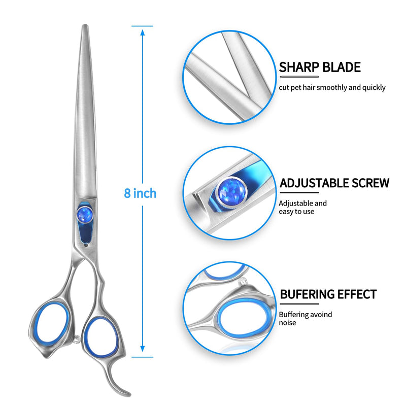 8'' Straight Dog Grooming Scissors Professional Dog Shears for Grooming Japan 440C Stainless Steel Sharp Smooth Heavy Duty Pet Grooming Scissors 8 - PawsPlanet Australia