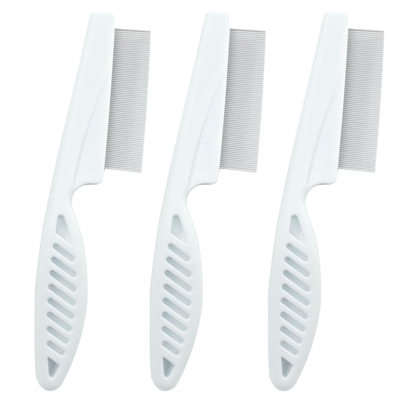 Flea Comb for Dogs and Cats, Metal Pet Lice Comb Fine Tooth Grooming Tool for Remove Anti Fleas and Flea Eggs(3pcs White) - PawsPlanet Australia