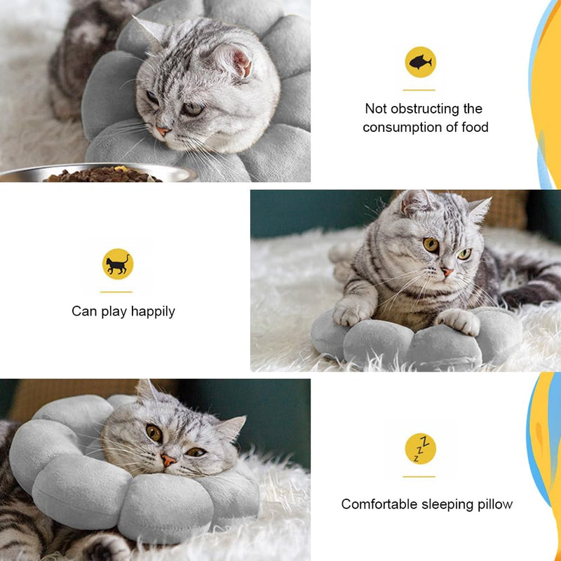 Protective Collar Cat, Collar Cat Leak Protection, Adjustable Cat Collar After Surgery, Protective Collar for Cats, Dog Collar, Soft, Collar Recovery Protective Cone for After Surgery gray