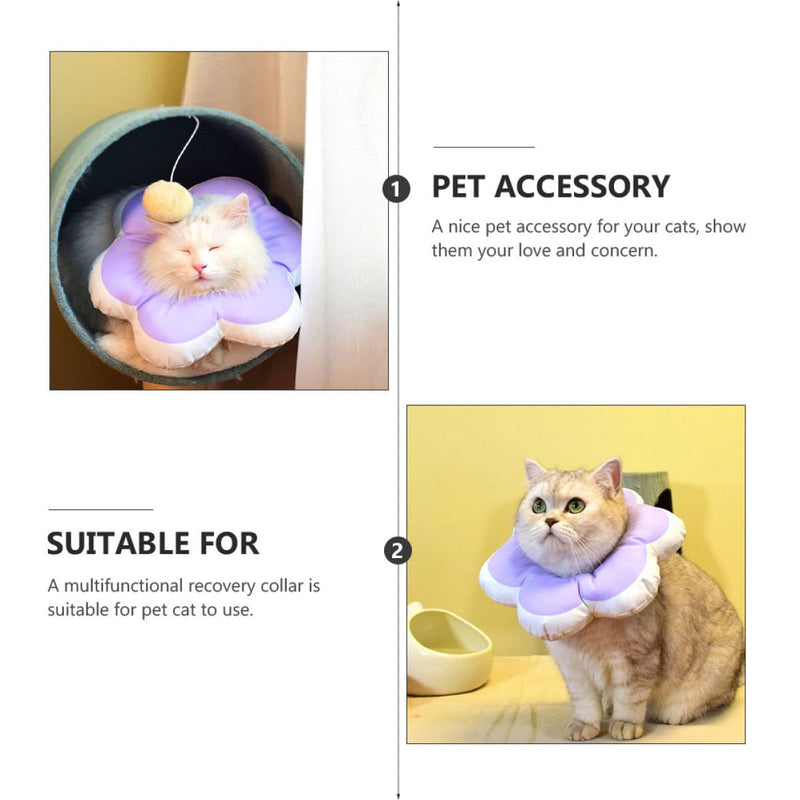 Cabilock Purple Cat Collar Made of PP Cotton Soft Adjustable Protective Collar for Wound Healing and Scratch Prevention for Pets with Simple Design