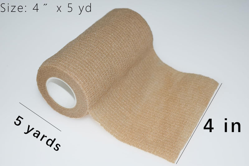 Self Adhesive Bandage Wrap 4 inch Wide, 2 Rolls Vet Wrap, 4"x 5 Yard Cohesive Tape