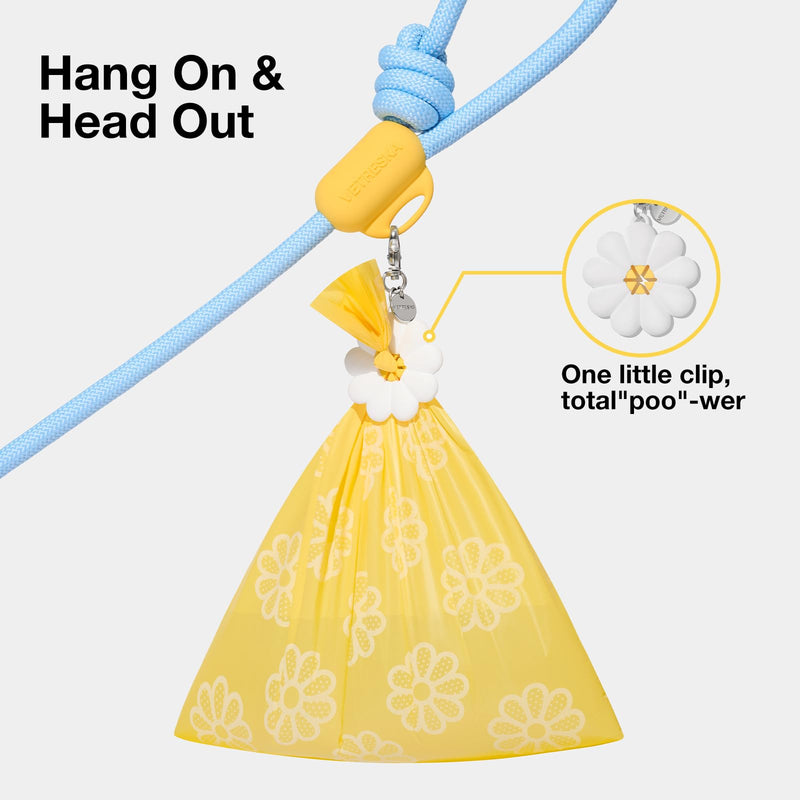 VETRESKA Hands-Free Dog Leash, 8FT Adjustable Rope Leash for Medium Large Dogs, Waist/Crossbody Slip Lead Leashes for Walking, No Pull Dog Leashes with Bag Dispenser, Clip, 3 in 1 Walk Kit (Daisy) Daisy Blue - PawsPlanet Australia