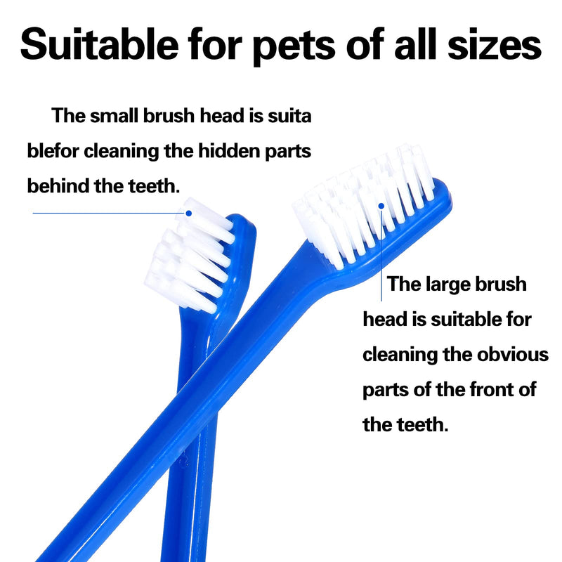 4 Pieces Dog Toothbrush,Cat Toothbrush,Dual Headed Dog Tooth Brush,for Dogs,for Small Medium and Large Pets Cleaning Teeth (Black,Yellow,Red,Blue)