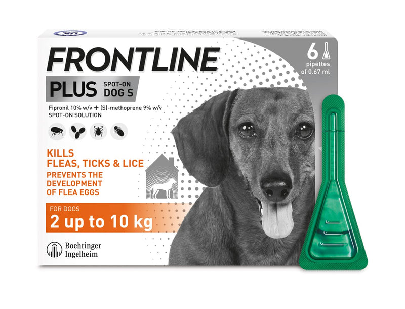 FRONTLINE Plus Flea & Tick Treatment for Small Dogs (2-10 kg) - 6 Pipettes - PawsPlanet Australia