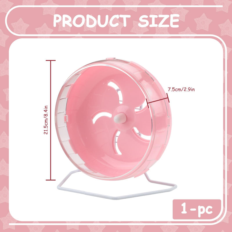 Pink 8.4" Silent Hamster Wheel with Height-Adjustable Stand, Quiet Spinning Hamster Exercise Wheels, Small Animal Chinchilla Running Toys Cage Accessories for Gerbils Mice Rats (Pink) Pink - PawsPlanet Australia
