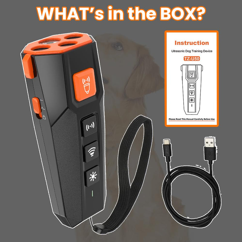 Ultrasonic Dog Trainer - Ultrasonic Bark Deterrent, 4 Modes - Black - PawsPlanet Australia