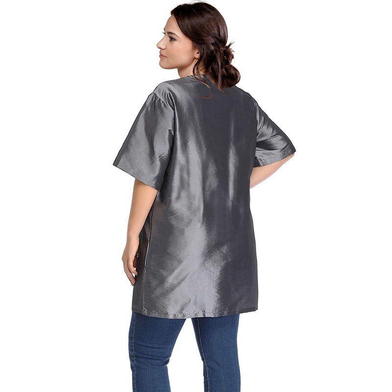 Noverlife Pet Grooming Workwear with Full Zipper, Lightweight Splash Proof Short & Long Sleeves Hair Grooming Smock Jacket X-Large Short Sleeves - Grey - PawsPlanet Australia
