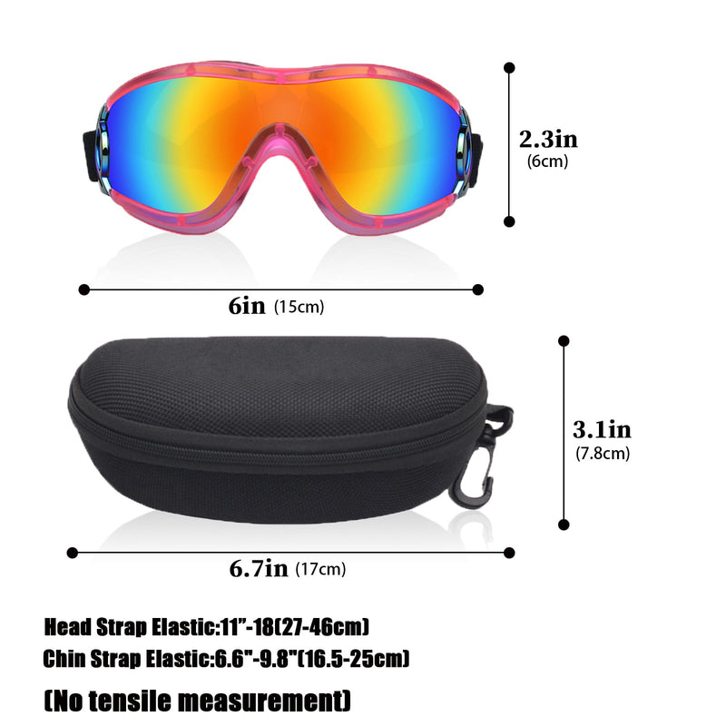 Dog Sunglasses Pet Goggles for Medium Large UV Protection Wind Protection Dust Protection Adjustable Strap Dog Glasses Suitable for Snow Beach Motorcycle Pink Frame Red Lenses - PawsPlanet Australia