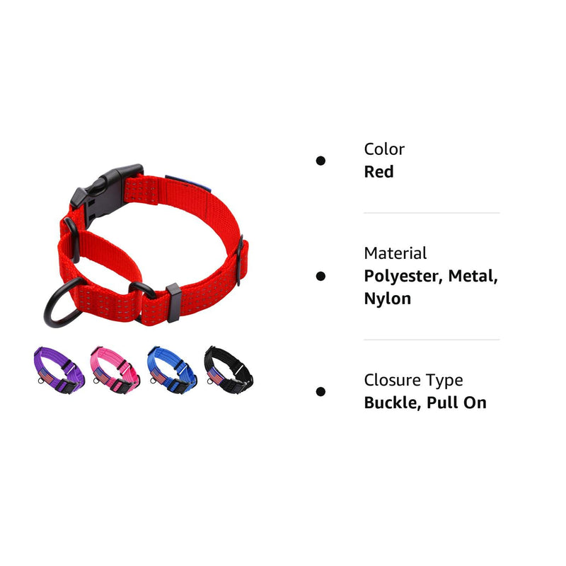 Martingale Collar for Training Dogs. Adjustable Reflective Collars with Buckle-USA Flag- NO Pull-Prevents Slipping Out, for Medium Large XL Dogs. Helps with Strong pullers (L, red) L - PawsPlanet Australia