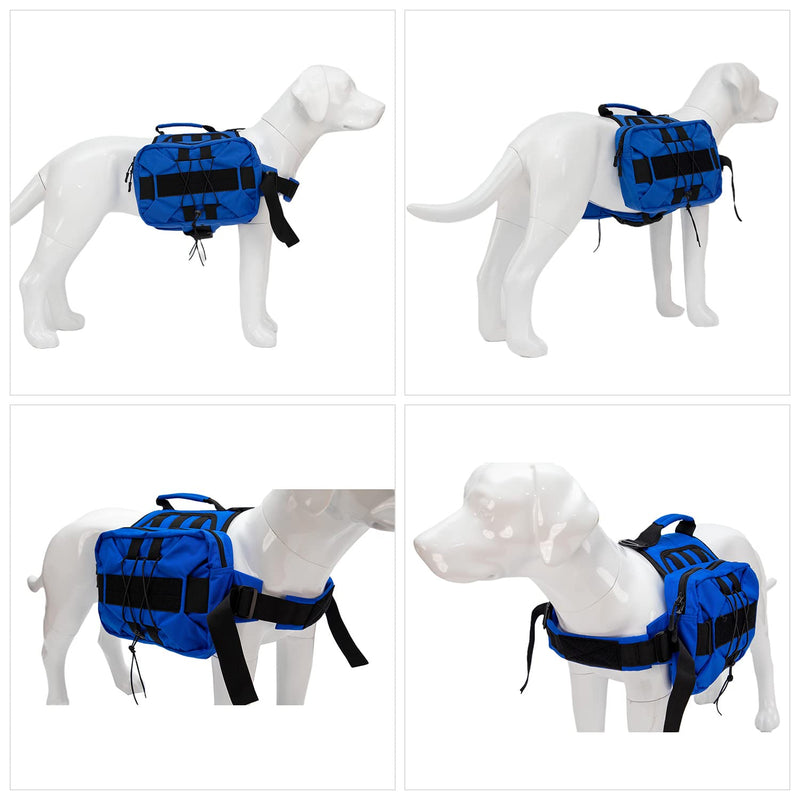 Large Dog Backpack, Outdoor Hound Saddle Bag Dog Pack with Side Pockets for Small Medium Large Dogs, Adjustable Tactical Dog Pack for Hiking, Travel, Camping, Training RoyalBlue M M (chest 28-35 inch) RoyalBlue (Tactical) - PawsPlanet Australia