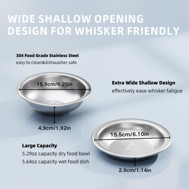 Cat Bowls Elevated Tilted Whisker Friendly, Cat Food Bowls for Indoor Cats, Shallow Cat Food Dishes Stainless Steel, Slanted Flat Plastic Feeder Elevated Angled Design.(White) White - PawsPlanet Australia