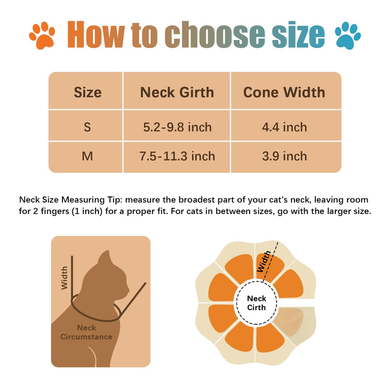 Cat Cone Collar Soft, Comfortable E Collar for Cats After Surgery, Recovery Elizabethan Collar for Cats Kitten to Stop Licking, Orange M