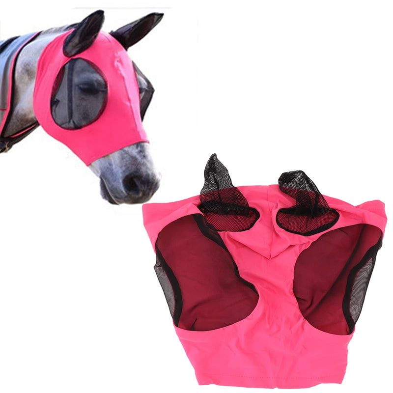 Horse Fly Mask, Professional Sun Comfortable Breathable Ears Protection Mesh Cover for Barn Horses Pink 44x36cm