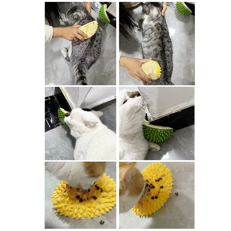 Katutude Cat Self Groomer, 2 Pcs Durian Shape Cat Grooming Brush Indoor Cat Corner Face Scratcher Wall Mounted Cat Massage Combs Gently Removes Loose Hair, Green 2 pieces - PawsPlanet Australia