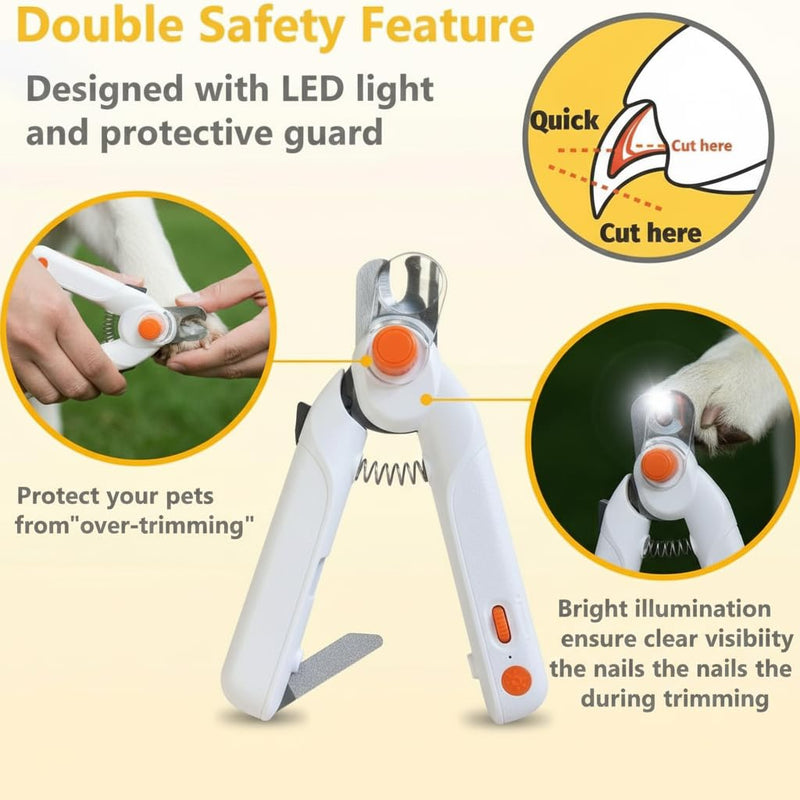 Dog Nails Clippers and Trimmers with Safety Guard Professional Pet Nail Clipper for Large Medium Small Breed Rechargeable Low Noise Cat Nail Grinder LED Light for Dogs Cats Rabbits Guinea Pigs - PawsPlanet Australia
