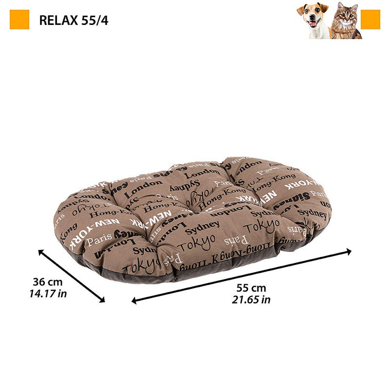 Ferplast Cat Bed, Dog Bed Washable Pet Mat Cushion in Cotton with Soft Padding, 55 x 36 cm. Brown 55 x 36 x 5 cm (L x W x H) Beige