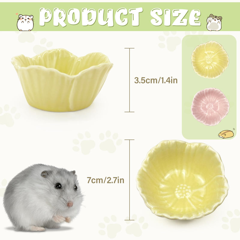 Small Ceramic Pet Hamster Bowl, Easy to Clean Anti Flipping Hamster Food and Water Bowl Feeding Bowl, Small Animal Bowls for Golden Bears, Rabbits, Hedgehogs, Dutch Pigs, Parrots (Pink, s) Pink - PawsPlanet Australia