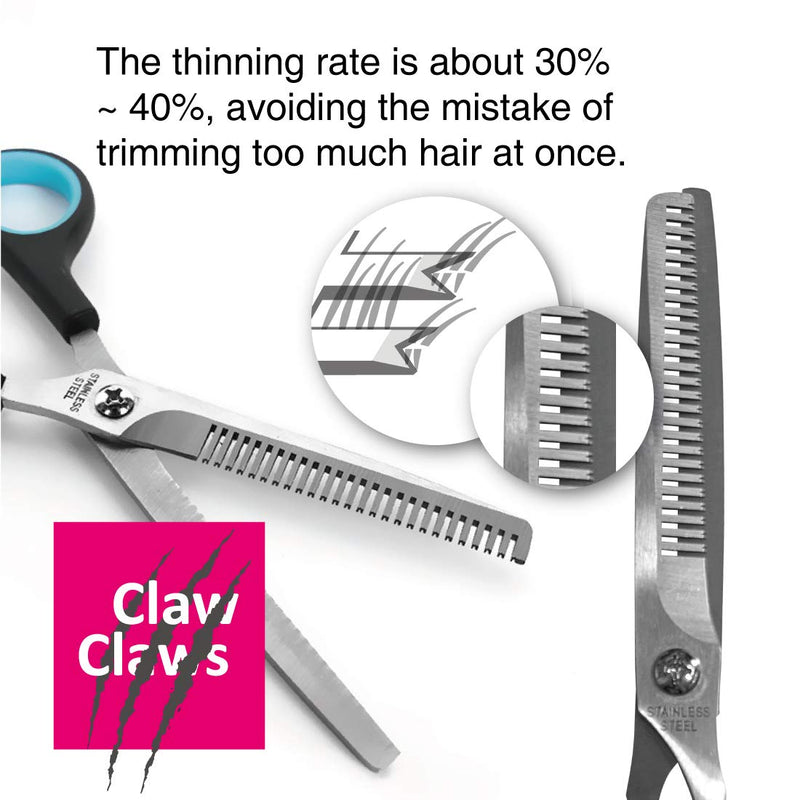 7 inch Thinning Scissors with 26-Teeth Stainless Steel Blades and Wave Style Handle for for Home Hair Cutting Shears 7-Inch, Thinning - PawsPlanet Australia