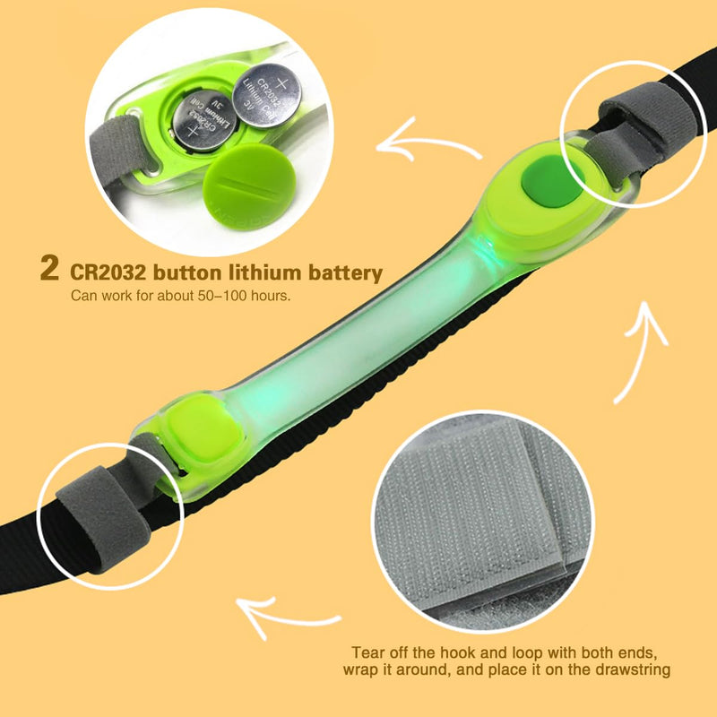 2 Pack LED Light for Dog Leash Harness, Light Up Dog Collar with Nylon Stickers, Waterproof Glow Light Easy to Attach to Collar Leash and Harness, Safety LED Light Up Band for Dogs at Night Walking Green+Blue - PawsPlanet Australia
