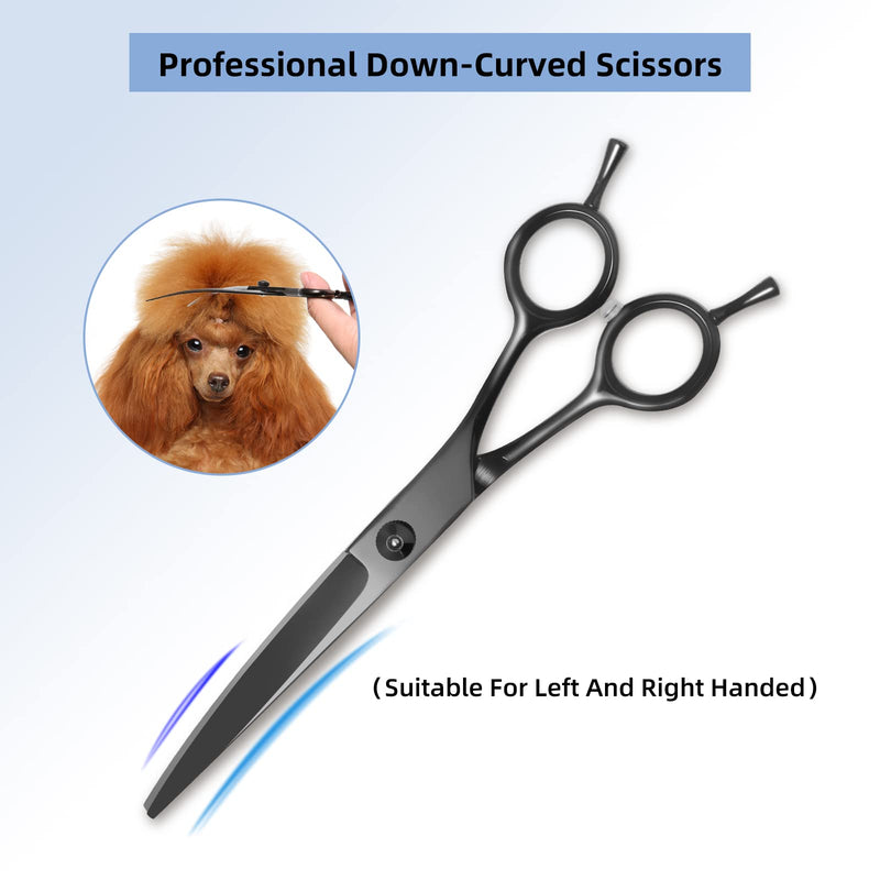 8.0 in 9CR Titanium Professional dog grooming scissors set,Grooming Scissors for Dogs Cats,Pet nail clippers,Shears, Straight,Curved,Thinning Shears,Comb for Full Body,Face, Nose,Ear,Paw Black - PawsPlanet Australia