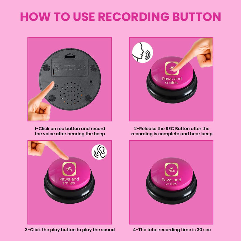 Paws and Smiles Dog Talking Buttons, 8-Pack Recordable Dog Buttons for Communication & Training, Pet Buzzer Set for Dogs & Cats, Game Buzzers, Dog Gifts, Fluent Pet Tool - PawsPlanet Australia