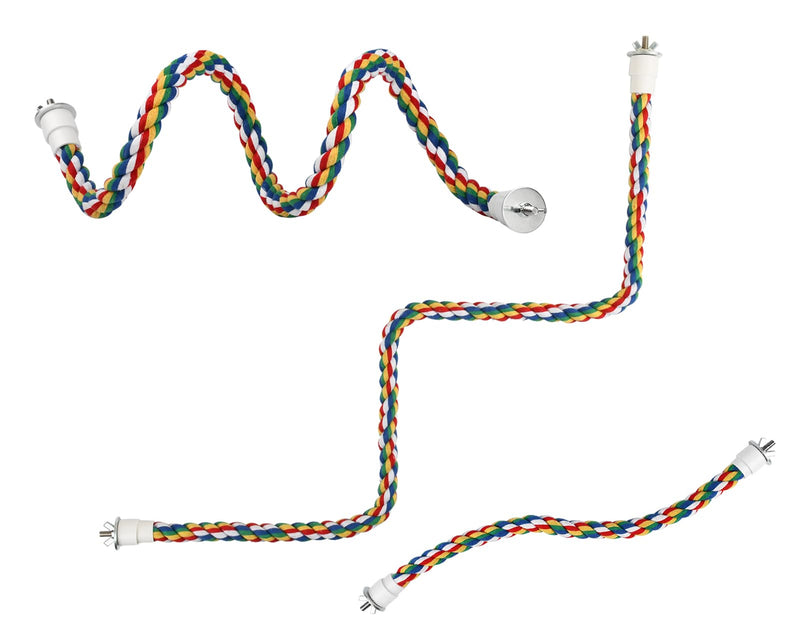 DS. DISTINCTIVE STYLE Bird Rope Perches Set of 2 Pieces (33 in+16 in), Colorful Cotton Rope for Birds, Bungee Style Perch Ideal for Parrots, Cockatiels, Lovebirds, and Budgies - PawsPlanet Australia