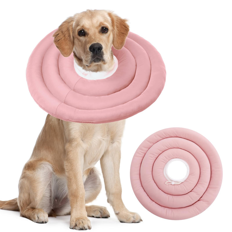 IDOMIK Dog Recovery Collar, Waterproof Soft Dog Cone After Surgery, Comfy Protective Elizabethan Collar Alternative for Dogs Cats, Adjustable Pet Neck Donut Cone Anti-Licking Biting Wounds,Pink,2XL 2XL Pink