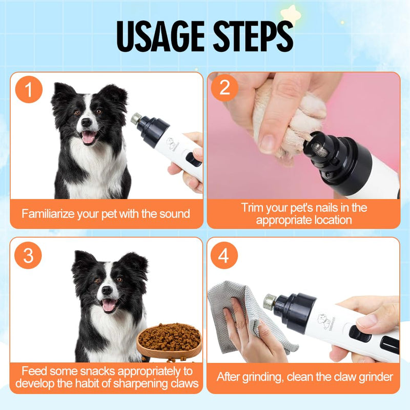 Abnaok Huesom Silent Groom Pro for Dogs, Dog Nail Grinders,Pet Nail Grinder with Led Lights, Rechargeable USB Charging,with Replacement Grinding Heads for Dogs, Cat - PawsPlanet Australia