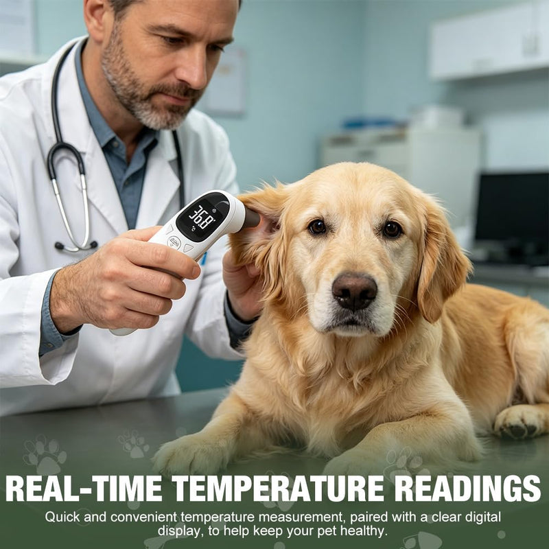 Digital ear thermometer for dogs with LED display, thermometer for dogs, cats and other animals, fast and accurate