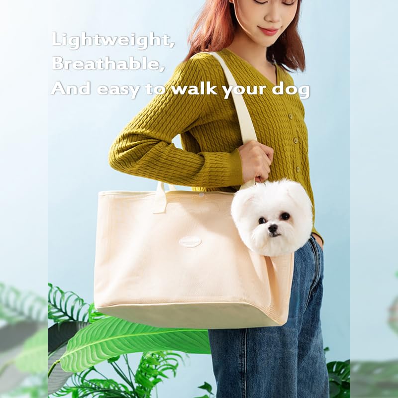 KAMEIOU Breathable Mesh Cat Small Dog Purse Carrier Tote Bag for Small Dogs Pets Outdoor Pet Purse Carriers for Puppy Cat Small Dog Tote Soft-Sided Bag for Small Dogs Rabbits Cats Carrier Outcrop Bag Yellowish - PawsPlanet Australia