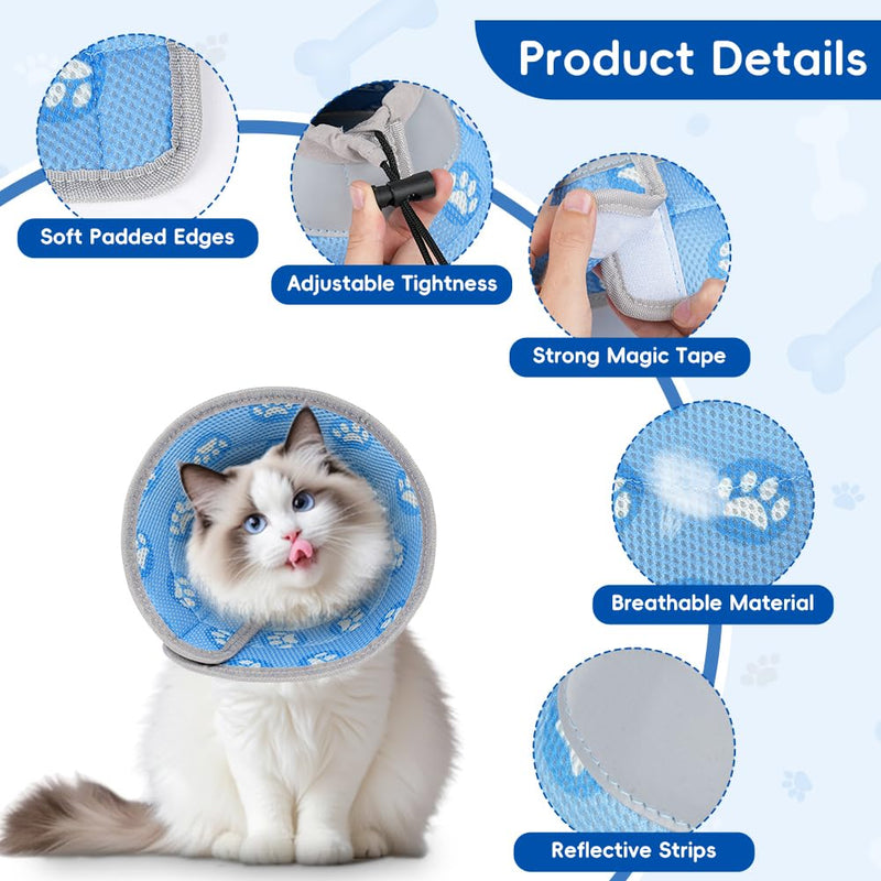 Flintronic Cat Cone Collar Soft, Adjustable Cat Recovery Collars & Cones to Stop Licking After Surgery, Pet Recovery Collar, Suitable for Pet Medical for Rehabilitation Wound Healing (M) M (Neck:15-21CM)