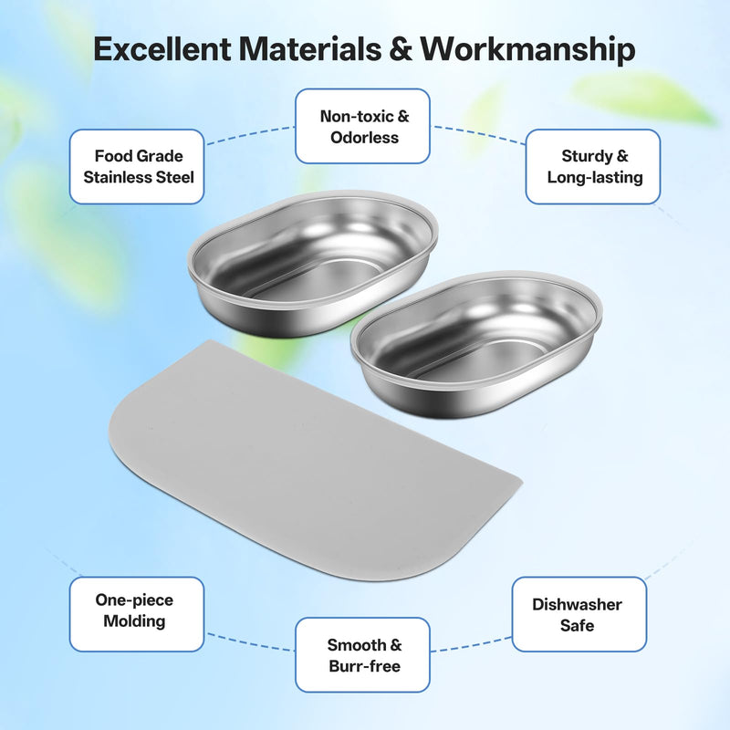 Stainless Steel Bowls and Mat Set for Automatic Pet Feeder & Connect, Feriva 2 Single SUS 304 Bowls and 1 Silicone Mat, Keep Food Fresh, Protect Cat Feeder, Easy to Clean SUS 304 bowl - PawsPlanet Australia
