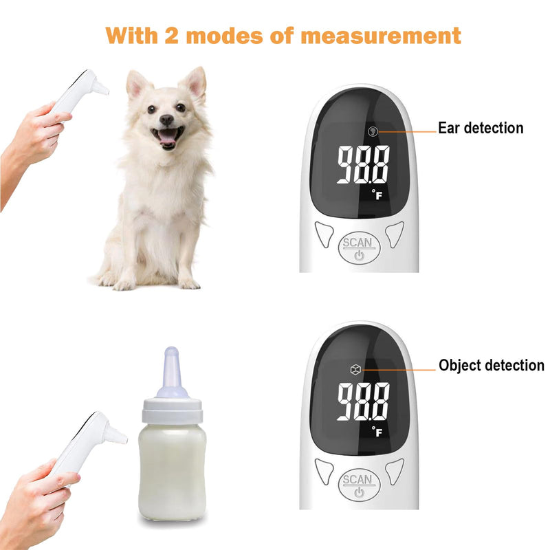 Cat & Dog Thermometer, pet Ear Thermometer, Specially Designed for Pets, Quickly and accurately detects Temperature in 1 Second (White) White
