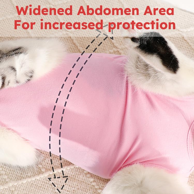 Cat Recovery Suit for Spay Abdominal Wounds, Kitten Onesie Bodysuit for Cats After Surgery, Cat Surgery Recovery Suit Female Cone of Shame Alternative for Cats Anti Licking (Pink,M) Pink Medium - PawsPlanet Australia