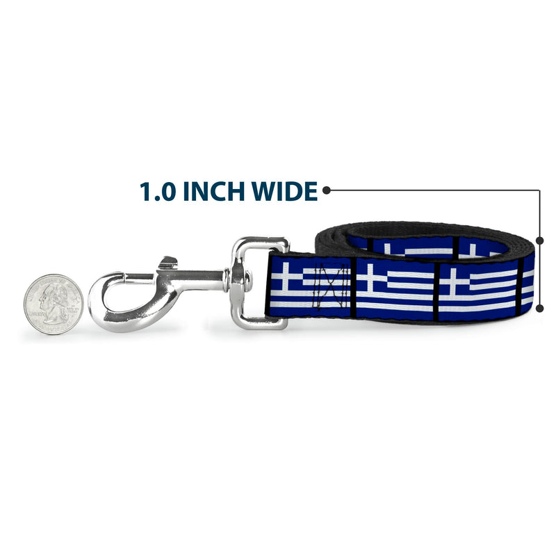 Buckle-Down Pet Leash - Greece Flags - 6 Feet Long - 1" Wide - PawsPlanet Australia