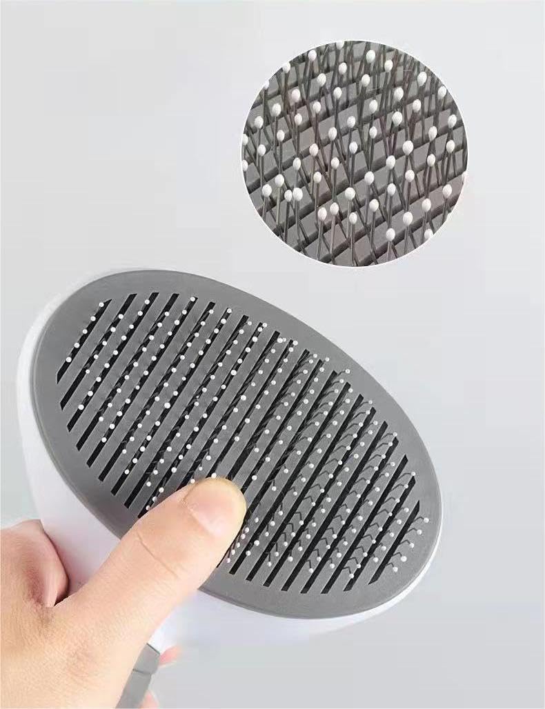 Cat Brush for Shedding Dog Brush with Release Button Hair Comb, Cat Grooming Slicker Brushes Kit, Self Cleaning for Dog Pet, Cat Fur Brush for Long or Short Haired Cats Kitten Pets (Grey) - PawsPlanet Australia