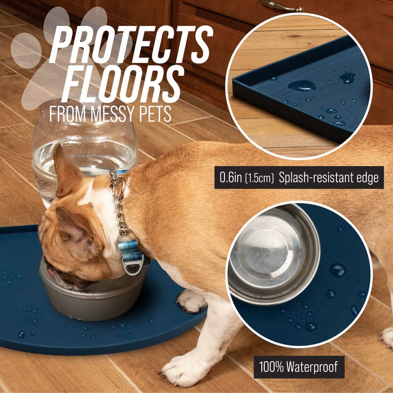 Leashboss Fountain Mat, Silicone Water Mat Designed for Pet Fountains, Dog Gravity Water Bowls, Mats for Automatic Dispensing Cat Feeders up to 12" Diameter (Medium - 20 x 15 Inches, Black) Medium - 20 x 15 Inches - PawsPlanet Australia
