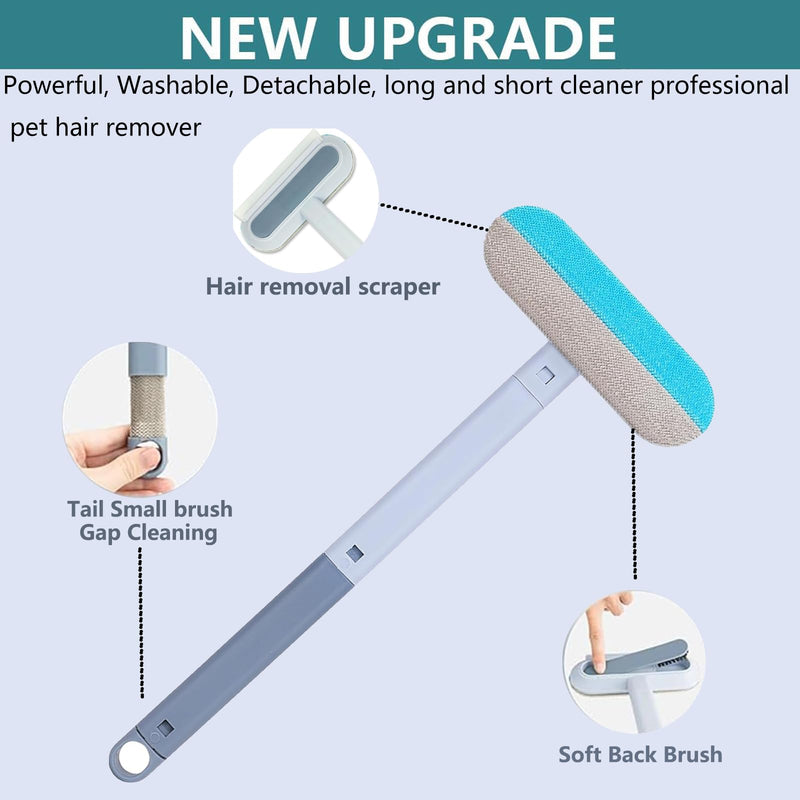 4 in 1 Pet Hair Remover, Reusable, Effective Cat and Dog Hair Removal Cleaning Tool with 17-Inch Extra Long Handle Multifunctional Fur Lint Brush for Couch, Furniture, Carpet, Clothes, Bedding - PawsPlanet Australia
