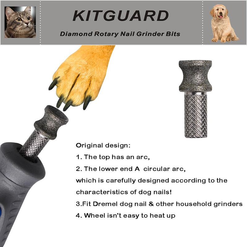 Diamond Dog Nail Grinder Bits for Rotary Tool-1/8'' Dog Nail Grinder Attachment-Pet Nail Grinder Bit Work for Animals Nail Care (XX Large K) ClassicK 1P - PawsPlanet Australia