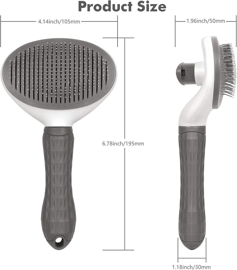 Cat Brush for Shedding Dog Brush with Release Button Hair Comb, Cat Grooming Slicker Brushes Kit, Self Cleaning for Dog Pet, Cat Fur Brush for Long or Short Haired Cats Kitten Pets (Grey) - PawsPlanet Australia