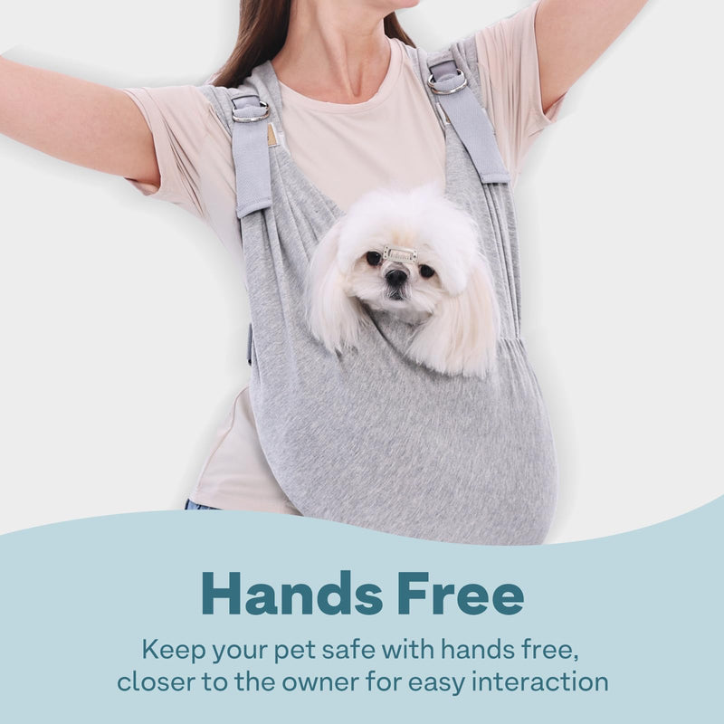 Supet Dog Carrier Sling for Small Dogs, Front Facing Cat Sling Carrier Chest, Hands Free Pet Sling Carrier, Adjustable Dog Front Carrier, Reducing Back Pain, Anti Pet Anxiety (Grey, Regular) Regular ( 3-14LB ) Grey - PawsPlanet Australia