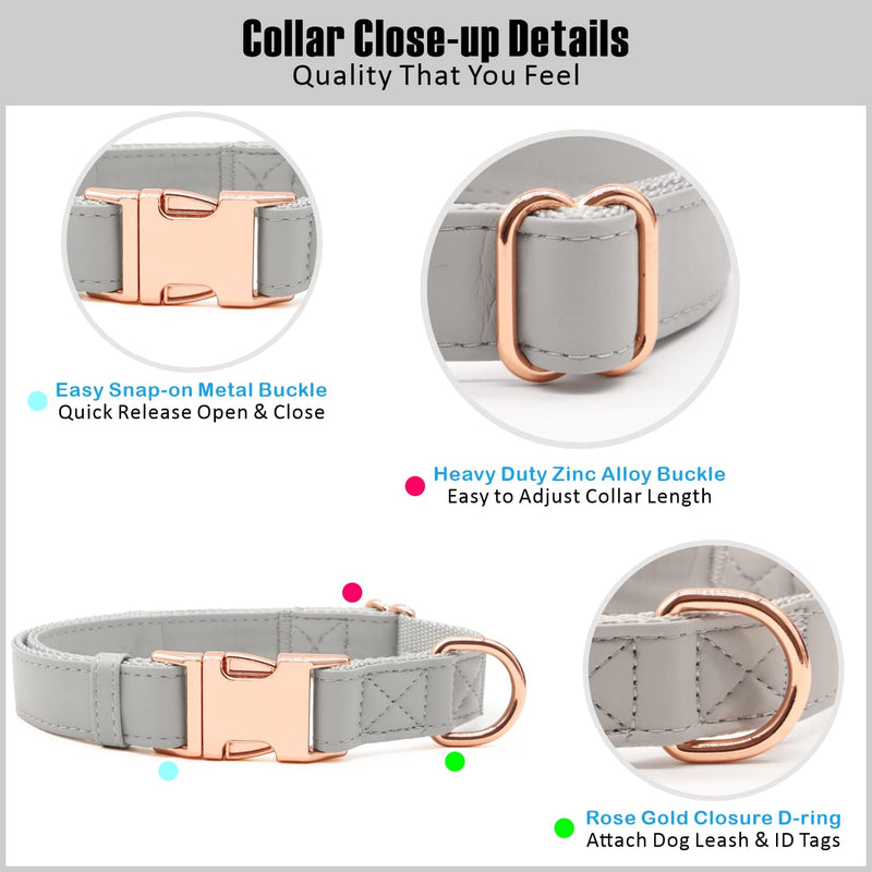 Dog Strap and Dog Collar Set 6.6 Inches with Elegant Leather Look Rose Gold Adjustable 3 Straps for Comfort and Ease (M(13.8-19.7) inch) M(13.8-19.7)inch - PawsPlanet Australia